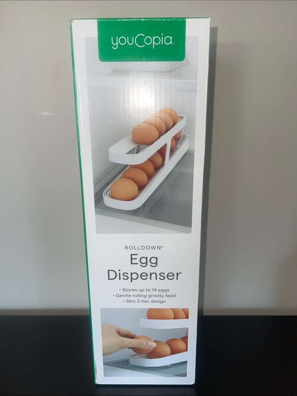 youCopia White Rolldown Egg Dispenser